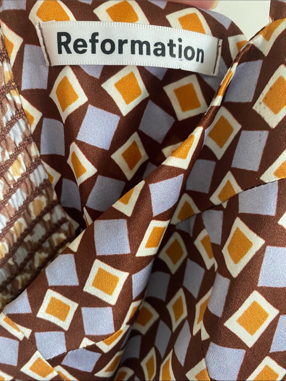 Reformation Fonda Silk Plaza Print Mini Dress | US 4 - Picture 6 of 10